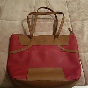 Red and tan nine west purse